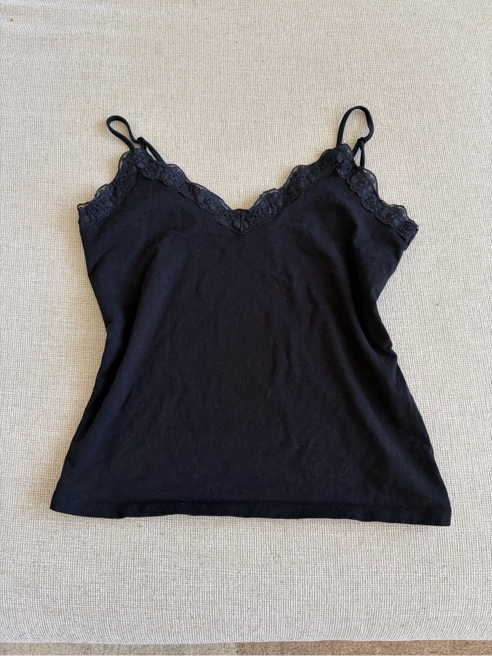 Y2K Old Navy Black Lace-Trim Cotton-Blend Cami Tank